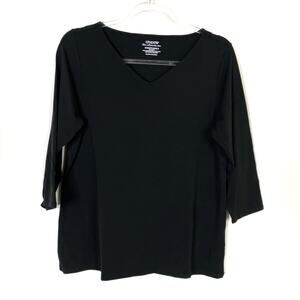 Chico's 2 The Ultimate Tee Black 3/4 Sleeve Micromodal Pima Cotton Womens Large